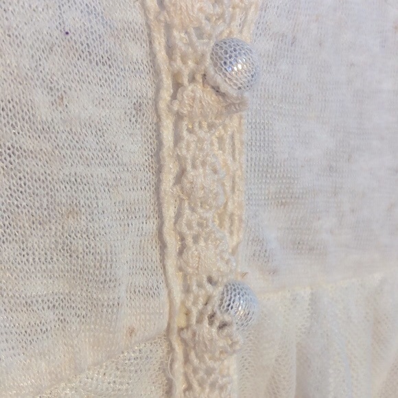 A’REVE | Women’s Cream Linen Blend Button Tie Back Long Lace Cardigan size S - Picture 8 of 15